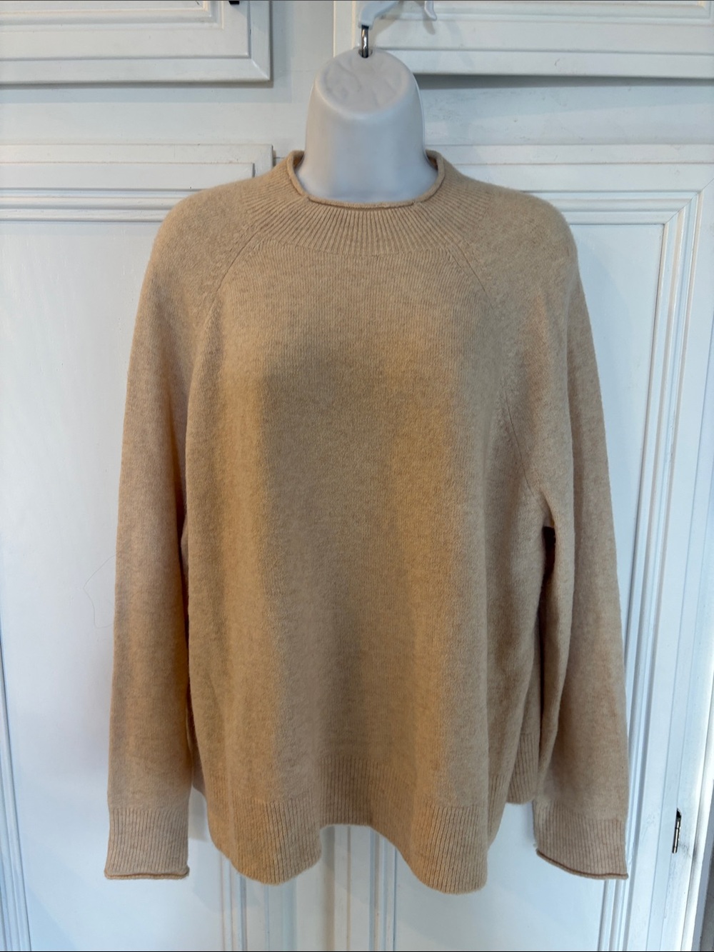 J. Crew beige Crew Neck Alpaca Wool blend cozy Soft Quiet Luxury Sweater Sz XL
